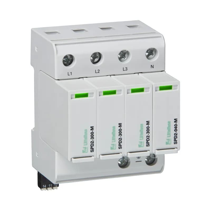 Surge protection devices (SPDs) provide equipment protection from overvoltage events lasting micro-seconds. By limiting the overvoltage to the equipment during these events, costly equipment damage and downtime can be mitigated. The surge protection devices for the 1+1 configuration are available for 60 V to 277 V nominal voltage sub-distribution board applications.