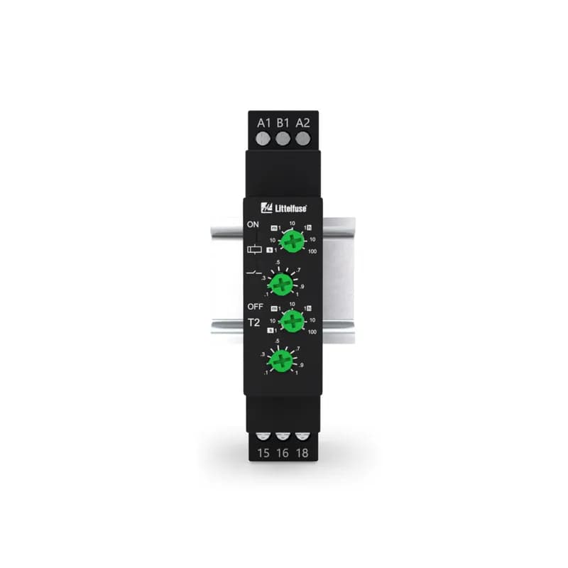 Littelfuse TMM175-11-3 - TMM175-11-3 is an Asymmetric On-Off / Off-On Timer that is manufactured to a high degree of precision and accuracy. The time settings are stepless and can be set with the knob in a range of 0.1 s to 100 h. In an Asymmetric On / Off Timer, the “On” duration can be equal or not equal to “Off” duration, mainly used in applications where different time intervals are required.