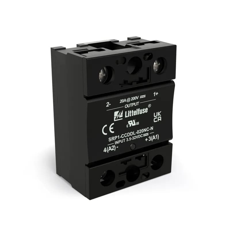 Littelfuse SRP1-CCDDL-020NC-N - The SRP1-CC series of solid-state relays (SSRs) offers a dependable solution for DC output applications. Designed to meet industry standards, the Littelfuse SRP1-CC series provides consistent performance for everyday use. With a broad voltage range and practical design, these relays are suitable for a variety of applications, from industrial automation to renewable energy systems.