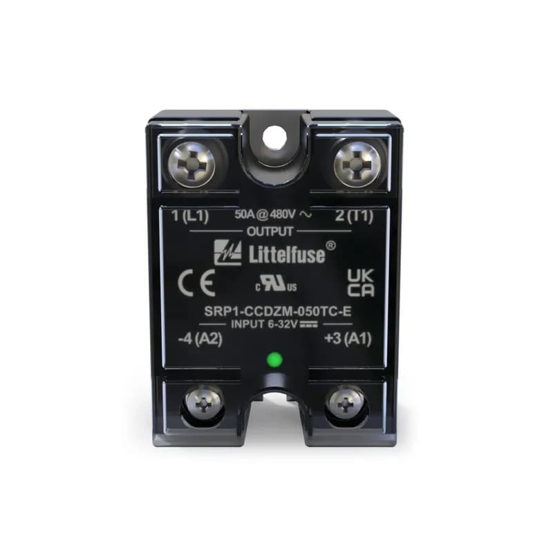 Littelfuse SRP1-CCDD7-020EC-N - The SRP1-CC...DH series is a family of high-voltage DC solid-state relays designed for switching up to 1700 VDC Peak and 70 A. With models based on IGBT or MOSFET technology, these relays are built for high-performance DC control in energy, transportation, and industrial systems. Handles up to 1700 VDC for high-power DC switching applications. IGBT and MOSFET variants to suit different performance and load profiles. Built-in diode ensures safe operation with inductive loads by managing energy during turn-off