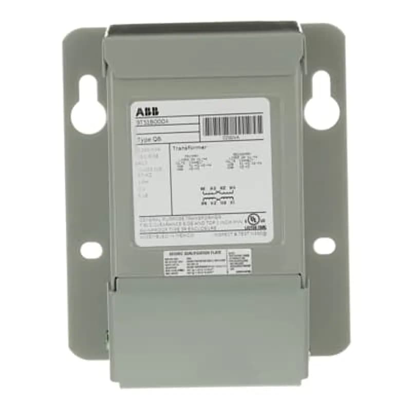 ABB's QB single phase transformers feature encapsulated core and coils in a NEMA 3R nonventilated weatherproof enclosure. Knock outs provided on back and bottom. Mounting holes on side for easy access. Wiring compartment includes ground stud.