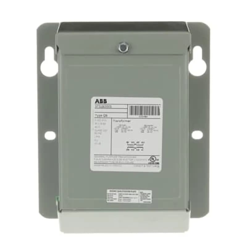 ABB's QB single phase transformers feature encapsulated core and coils in a NEMA 3R nonventilated weatherproof enclosure. Knock outs provided on back and bottom. Mounting holes on side for easy access. Wiring compartment includes ground stud.
