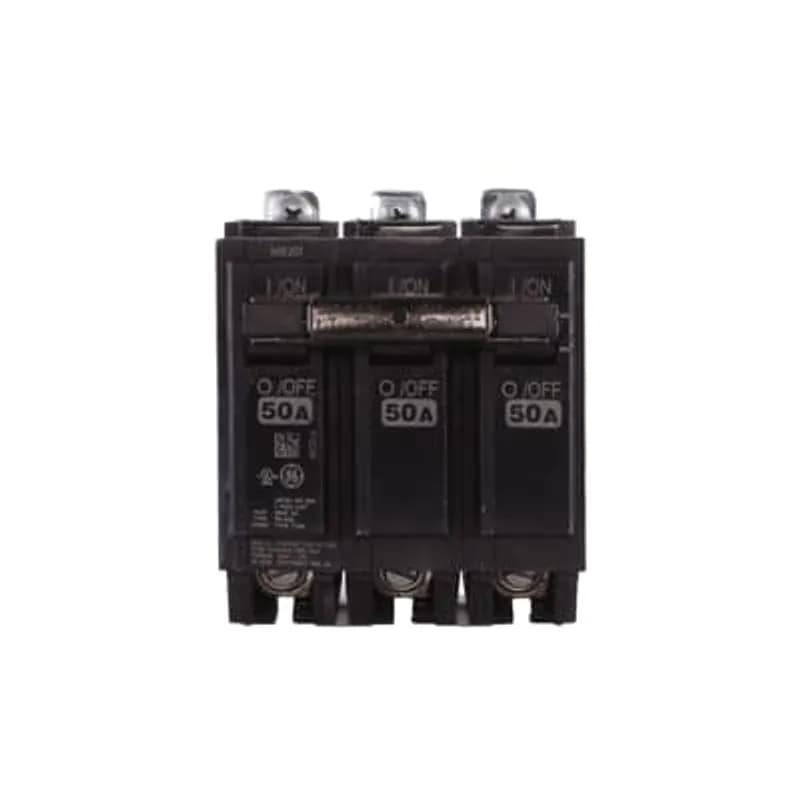 Q line circuit breakers are one-inch wide per pole, compact, thermal-magnetic devices designed for residential and commercial applications. The QB breakers are bolt-on versions of the Q Line used for bolting to the bus connections of load centers and lighting panels. All Q Line circuit breakers feature Quick-make / Quick-break mechanisms, common trip bars, and easy to spot trip indication to ensure safety and reliability. Q Line breakers are available in 1, 2, and 3 pole versions, can be ordered with auxiliary contact and shunt trip accessories, and can be ordered for use in HID applications. 2050 Amps 50 A