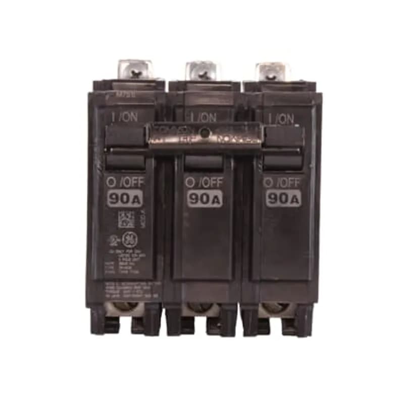 ABB - Electrification THQB32090 - Q line circuit breakers are one-inch wide per pole, compact, thermal-magnetic devices designed for residential and commercial applications. The QB breakers are bolt-on versions of the Q Line used for bolting to the bus connections of load centers and lighting panels. All Q Line circuit breakers feature Quick-make / Quick-break mechanisms, common trip bars, and easy to spot trip indication to ensure safety and reliability. Q Line breakers are available in 1, 2, and 3 pole versions, can be ordered with auxiliary contact and shunt trip accessories, and can be ordered for use in HID applications. 2090 Amps 90 A