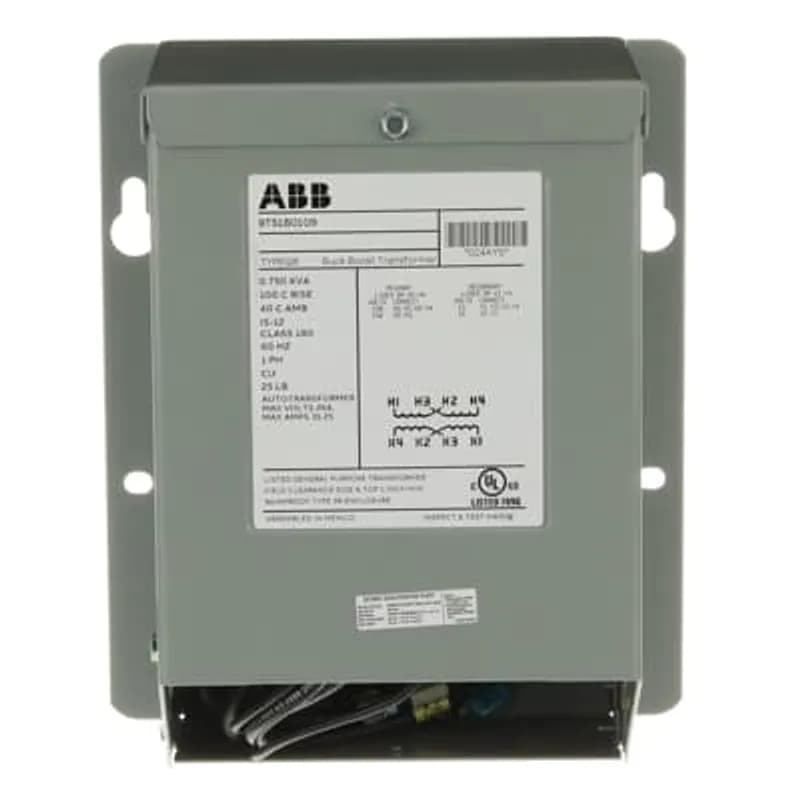 ABB - Electrification 9T51B0109 - ABB's Buck-boost transformers are small, single phase, dry type distribution transformers designed and shipped as insulating/isolating transformers. They have a dual voltage primary and a dual voltage secondary. These transformers can be connected for a wide range of voltage combinations. The most common use is to buck (lower) or boost (raise) the supply voltage a small amount, usually 5 to 27%. Buck boost transformers comply with NEC Article 210-9, Exception 1, when field connected as an autotransformer.