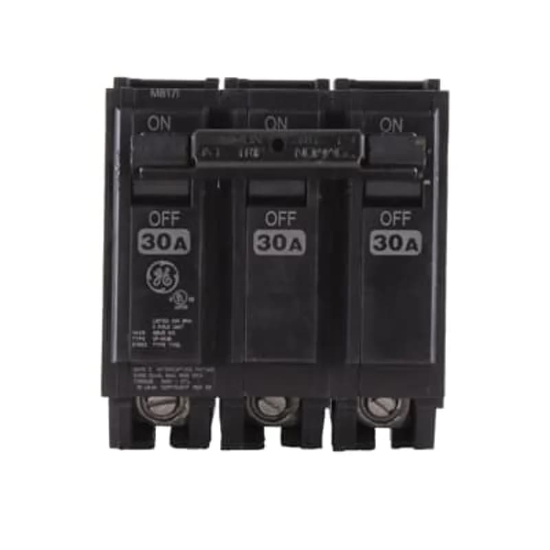 ABB - Electrification THQL32030 - Q Line circuit breakers are one-inch wide per pole, compact, thermal-magnetic devices designed for residential and commercial applications in load centers or lighting panels. All Q Line circuit breakers feature Quick-make / Quick-break mechanisms, common trip bars, and easy to spot trip indication to ensure safety and reliability. Q Line breakers can be ordered with auxiliary contact and shunt trip accessories, and can be ordered for use in HID applications. The THQL32030 breaker features 3 poles, an ampere rating of 30 A, an interrupting rating of 10kAIC, and a voltage rating of 240V.