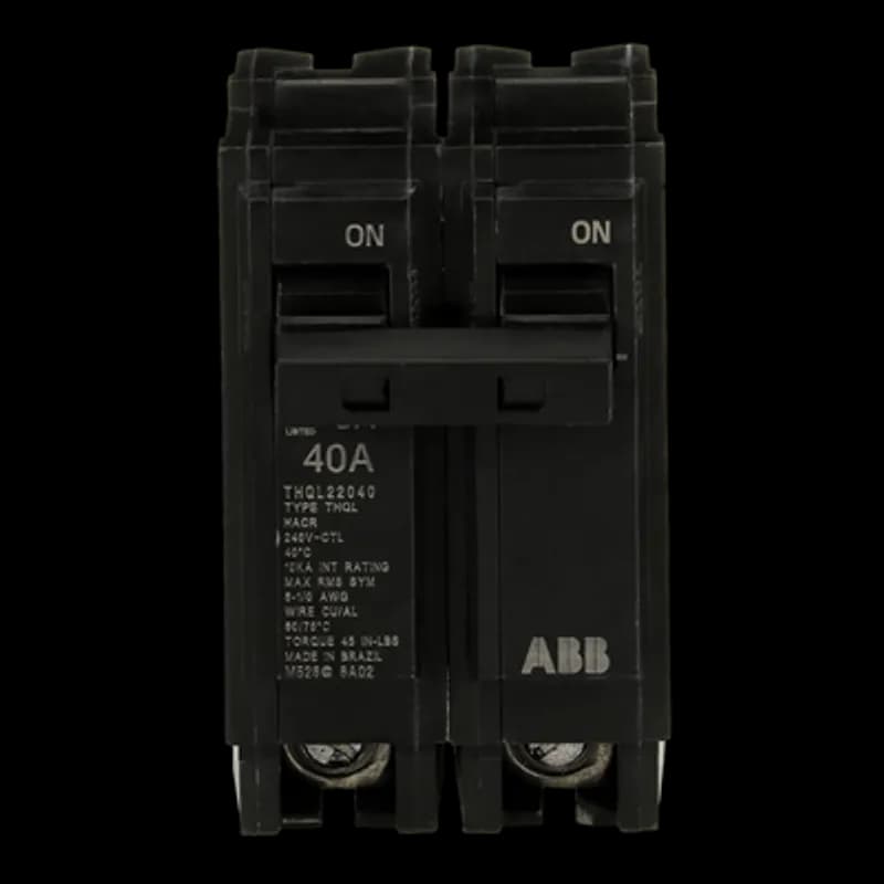 Q Line circuit breakers are one-inch wide per pole, compact, thermal-magnetic devices designed for residential and commercial applications in load centers or lighting panels. All Q Line circuit breakers feature Quick-make / Quick-break mechanisms, common trip bars, and easy to spot trip indication to ensure safety and reliability. Q Line breakers can be ordered with auxiliary contact and shunt trip accessories, and can be ordered for use in HID applications. The THQL22040 breaker features 2 poles, an ampere rating of 40 A, an interrupting rating of 10kAIC, and a voltage of 240V.