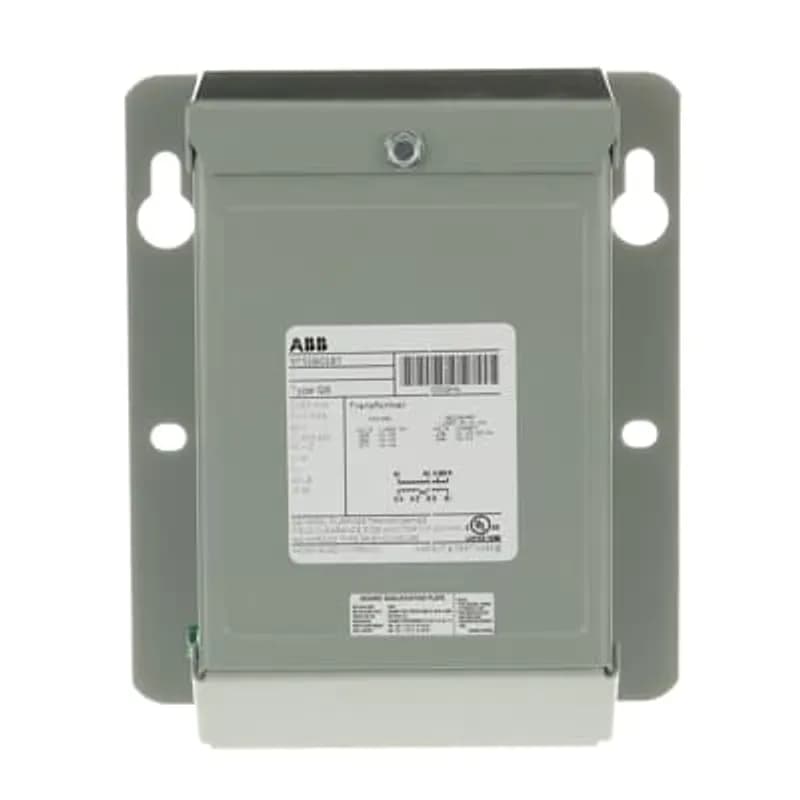 ABB's QB single phase transformers feature encapsulated core and coils in a NEMA 3R nonventilated weatherproof enclosure. Knock outs provided on back and bottom. Mounting holes on side for easy access. Wiring compartment includes ground stud.