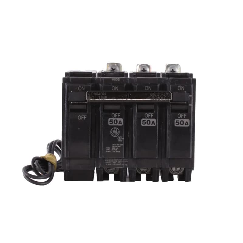 Q line circuit breakers are one-inch wide per pole, compact, thermal-magnetic devices designed for residential and commercial applications. The QB breakers are bolt-on versions of the Q Line used for bolting to the bus connections of load centers and lighting panels. All Q Line circuit breakers feature Quick-make / Quick-break mechanisms, common trip bars, and easy to spot trip indication to ensure safety and reliability. Q Line breakers are available in 1, 2, and 3 pole versions, can be ordered with auxiliary contact and shunt trip accessories, and can be ordered for use in HID applications. 0ST1 Amps 50 A