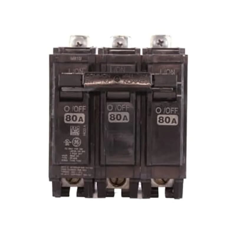 Q line circuit breakers are one-inch wide per pole, compact, thermal-magnetic devices designed for residential and commercial applications. The QB breakers are bolt-on versions of the Q Line used for bolting to the bus connections of load centers and lighting panels. All Q Line circuit breakers feature Quick-make / Quick-break mechanisms, common trip bars, and easy to spot trip indication to ensure safety and reliability. Q Line breakers are available in 1, 2, and 3 pole versions, can be ordered with auxiliary contact and shunt trip accessories, and can be ordered for use in HID applications. 2080 Amps 80 A