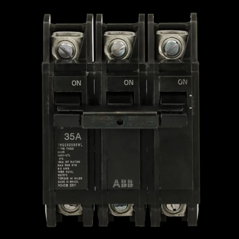 Q line circuit breakers are one-inch wide per pole, compact, thermal-magnetic devices designed for residential and commercial applications. The QC breakers are lug-lug versions of the Q Line and are available for 35mm DIN rail mounting. All Q Line circuit breakers feature Quick-make / Quick-break mechanisms, common trip bars, and easy to spot trip indication to ensure safety and reliability. Q Line breakers are available in 1, 2, and 3 pole versions and can be ordered with auxiliary contact and shunt trip accessories. 35WL Amps 35 A