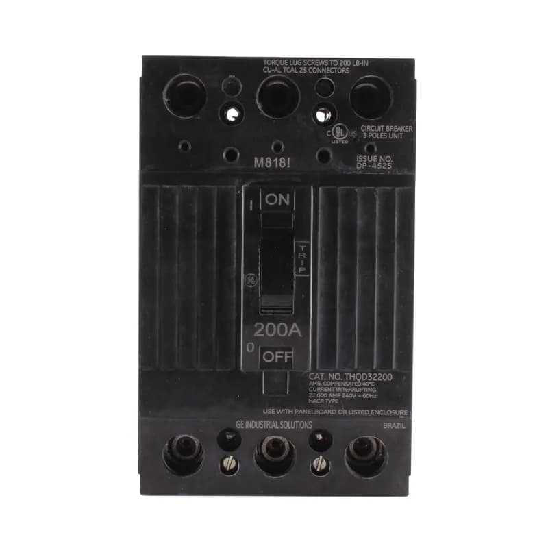 The TQD Line of devices include thermal magnetic molded case circuit breakers and molded case switches. The devices are complete with Cu/Al line and load lugs. 00WL Amps 200 A