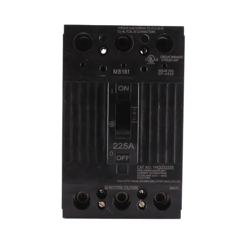 The TQD Line of devices include thermal magnetic molded case circuit breakers and molded case switches. The devices are complete with Cu/Al line and load lugs. 25WL Amps 225 A