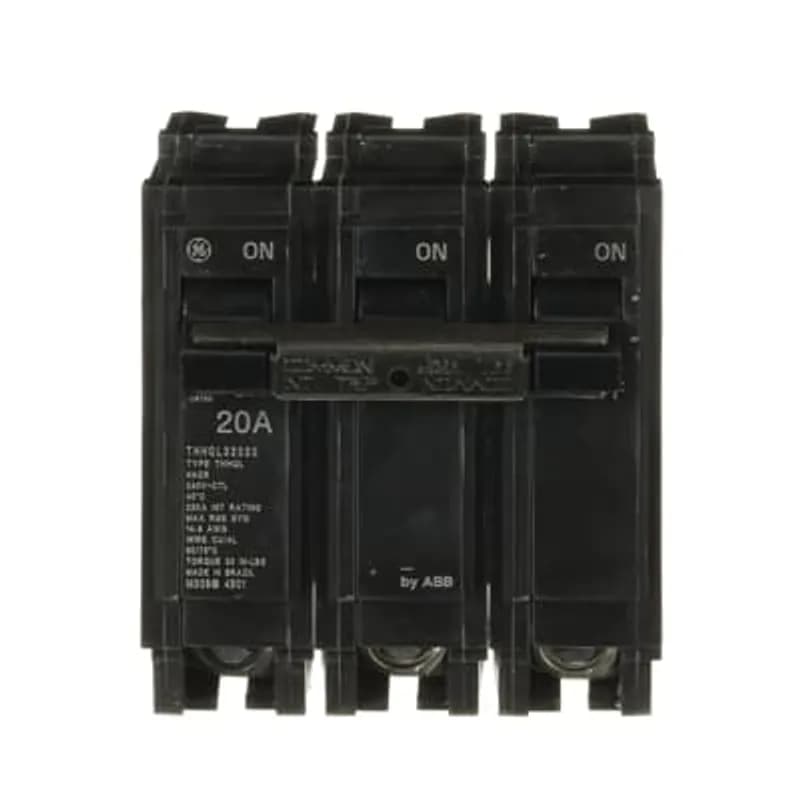 ABB - Electrification THHQL32020 - Q line circuit breakers are one-inch wide per pole, compact, thermal-magnetic devices designed for residential and commercial applications. The QL breakers are plug-in versions of the Q Line used for connection to load centers and lighting panels. All Q Line circuit breakers feature Quick-make / Quick-break mechanisms, common trip bars, and easy to spot trip indication to ensure safety and reliability. Q Line breakers are available in 1, 2, and 3 pole versions, can be ordered with auxiliary contact and shunt trip accessories, and can be ordered for use in HID applications. 2020 Amps 20 A