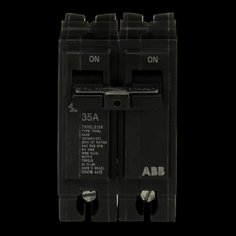 Q line circuit breakers are one-inch wide per pole, compact, thermal-magnetic devices designed for residential and commercial applications. The QL breakers are plug-in versions of the Q Line used for connection to load centers and lighting panels. All Q Line circuit breakers feature Quick-make / Quick-break mechanisms, common trip bars, and easy to spot trip indication to ensure safety and reliability. Q Line breakers are available in 1, 2, and 3 pole versions, can be ordered with auxiliary contact and shunt trip accessories, and can be ordered for use in HID applications. 2135 Amps 35 A