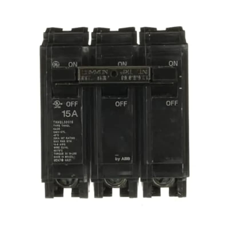 ABB - Electrification THHQL32015 - Q line circuit breakers are one-inch wide per pole, compact, thermal-magnetic devices designed for residential and commercial applications. The QL breakers are plug-in versions of the Q Line used for connection to load centers and lighting panels. All Q Line circuit breakers feature Quick-make / Quick-break mechanisms, common trip bars, and easy to spot trip indication to ensure safety and reliability. Q Line breakers are available in 1, 2, and 3 pole versions, can be ordered with auxiliary contact and shunt trip accessories, and can be ordered for use in HID applications. 2015 Amps 15 A