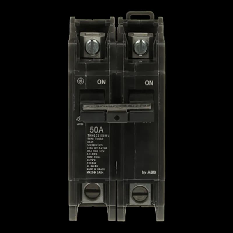 Q line circuit breakers are one-inch wide per pole, compact, thermal-magnetic devices designed for residential and commercial applications. The QC breakers are lug-lug versions of the Q Line and are available for 35mm DIN rail mounting. All Q Line circuit breakers feature Quick-make / Quick-break mechanisms, common trip bars, and easy to spot trip indication to ensure safety and reliability. Q Line breakers are available in 1, 2, and 3 pole versions and can be ordered with auxiliary contact and shunt trip accessories. 50WL Amps 50 A