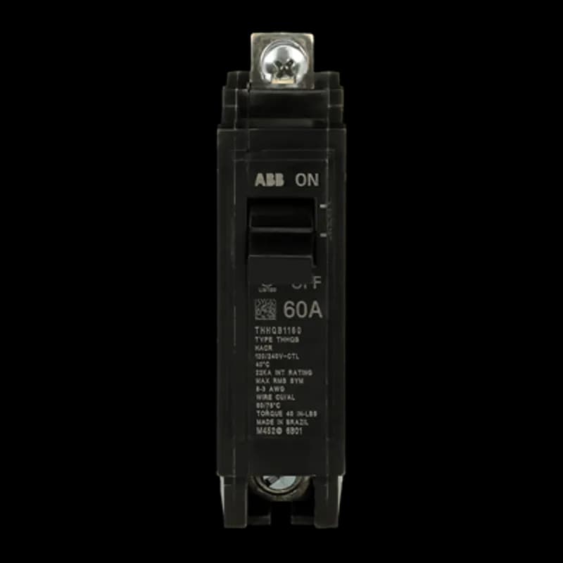 Q line circuit breakers are one-inch wide per pole, compact, thermal-magnetic devices designed for residential and commercial applications. The QB breakers are bolt-on versions of the Q Line used for bolting to the bus connections of load centers and lighting panels. All Q Line circuit breakers feature Quick-make / Quick-break mechanisms, common trip bars, and easy to spot trip indication to ensure safety and reliability. Q Line breakers are available in 1, 2, and 3 pole versions, can be ordered with auxiliary contact and shunt trip accessories, and can be ordered for use in HID applications. 1160 Amps 60 A