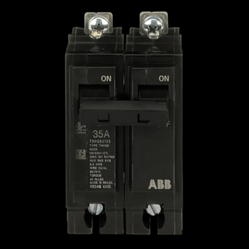 Q line circuit breakers are one-inch wide per pole, compact, thermal-magnetic devices designed for residential and commercial applications. The QB breakers are bolt-on versions of the Q Line used for bolting to the bus connections of load centers and lighting panels. All Q Line circuit breakers feature Quick-make / Quick-break mechanisms, common trip bars, and easy to spot trip indication to ensure safety and reliability. Q Line breakers are available in 1, 2, and 3 pole versions, can be ordered with auxiliary contact and shunt trip accessories, and can be ordered for use in HID applications. 2135 Amps 35 A