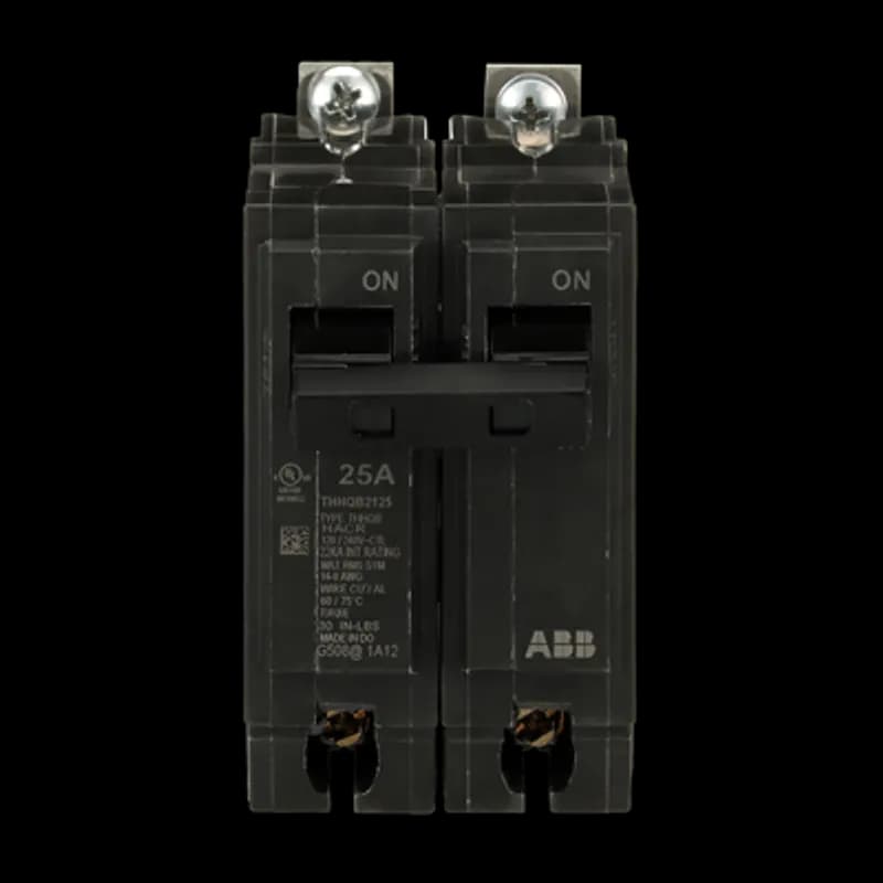 Q line circuit breakers are one-inch wide per pole, compact, thermal-magnetic devices designed for residential and commercial applications. The QB breakers are bolt-on versions of the Q Line used for bolting to the bus connections of load centers and lighting panels. All Q Line circuit breakers feature Quick-make / Quick-break mechanisms, common trip bars, and easy to spot trip indication to ensure safety and reliability. Q Line breakers are available in 1, 2, and 3 pole versions, can be ordered with auxiliary contact and shunt trip accessories, and can be ordered for use in HID applications. 2125 Amps 25 A