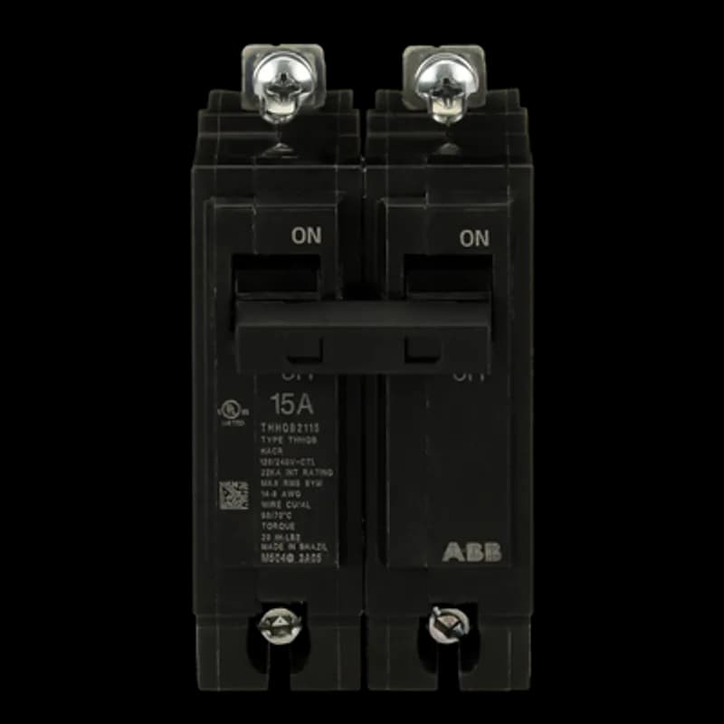 Q line circuit breakers are one-inch wide per pole, compact, thermal-magnetic devices designed for residential and commercial applications. The QB breakers are bolt-on versions of the Q Line used for bolting to the bus connections of load centers and lighting panels. All Q Line circuit breakers feature Quick-make / Quick-break mechanisms, common trip bars, and easy to spot trip indication to ensure safety and reliability. Q Line breakers are available in 1, 2, and 3 pole versions, can be ordered with auxiliary contact and shunt trip accessories, and can be ordered for use in HID applications. 2115 Amps 15 A