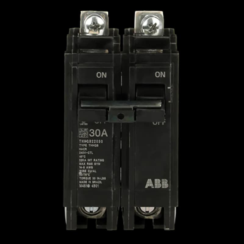 Q line circuit breakers are one-inch wide per pole, compact, thermal-magnetic devices designed for residential and commercial applications. The QB breakers are bolt-on versions of the Q Line used for bolting to the bus connections of load centers and lighting panels. All Q Line circuit breakers feature Quick-make / Quick-break mechanisms, common trip bars, and easy to spot trip indication to ensure safety and reliability. Q Line breakers are available in 1, 2, and 3 pole versions, can be ordered with auxiliary contact and shunt trip accessories, and can be ordered for use in HID applications. 2030 Amps 30 A