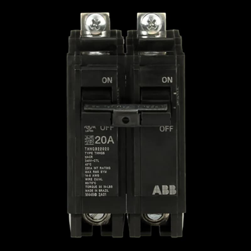 Q line circuit breakers are one-inch wide per pole, compact, thermal-magnetic devices designed for residential and commercial applications. The QB breakers are bolt-on versions of the Q Line used for bolting to the bus connections of load centers and lighting panels. All Q Line circuit breakers feature Quick-make / Quick-break mechanisms, common trip bars, and easy to spot trip indication to ensure safety and reliability. Q Line breakers are available in 1, 2, and 3 pole versions, can be ordered with auxiliary contact and shunt trip accessories, and can be ordered for use in HID applications. 2020 Amps 20 A
