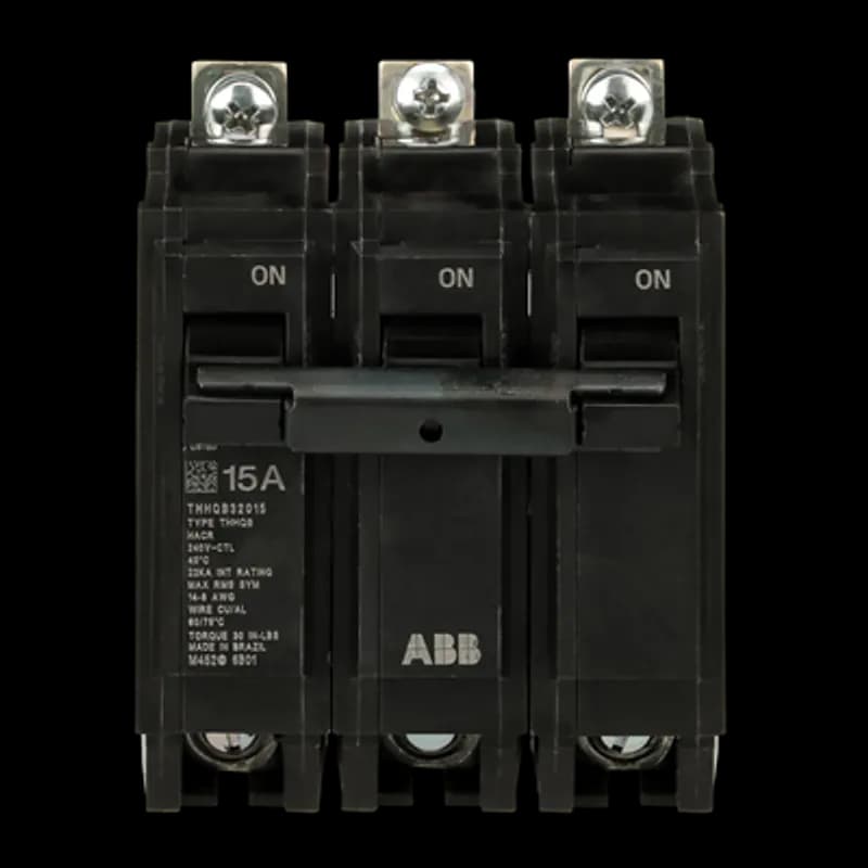 Q line circuit breakers are one-inch wide per pole, compact, thermal-magnetic devices designed for residential and commercial applications. The QB breakers are bolt-on versions of the Q Line used for bolting to the bus connections of load centers and lighting panels. All Q Line circuit breakers feature Quick-make / Quick-break mechanisms, common trip bars, and easy to spot trip indication to ensure safety and reliability. Q Line breakers are available in 1, 2, and 3 pole versions, can be ordered with auxiliary contact and shunt trip accessories, and can be ordered for use in HID applications. 2015 Amps 15 A