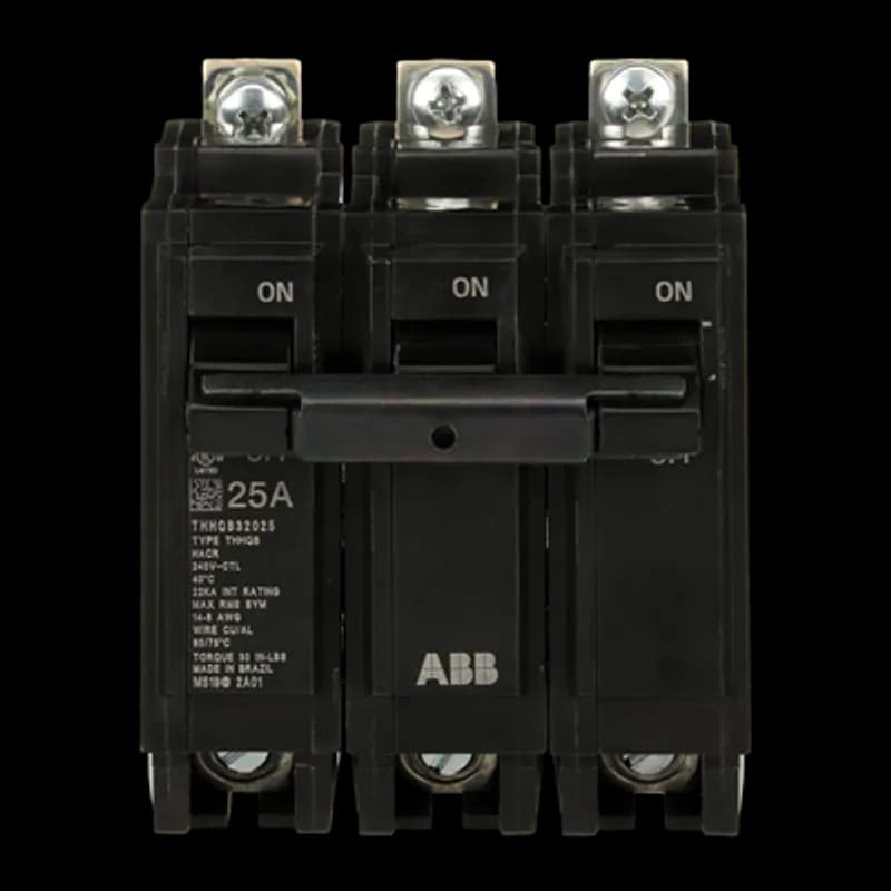 Q line circuit breakers are one-inch wide per pole, compact, thermal-magnetic devices designed for residential and commercial applications. The QB breakers are bolt-on versions of the Q Line used for bolting to the bus connections of load centers and lighting panels. All Q Line circuit breakers feature Quick-make / Quick-break mechanisms, common trip bars, and easy to spot trip indication to ensure safety and reliability. Q Line breakers are available in 1, 2, and 3 pole versions, can be ordered with auxiliary contact and shunt trip accessories, and can be ordered for use in HID applications. 2025 Amps 25 A