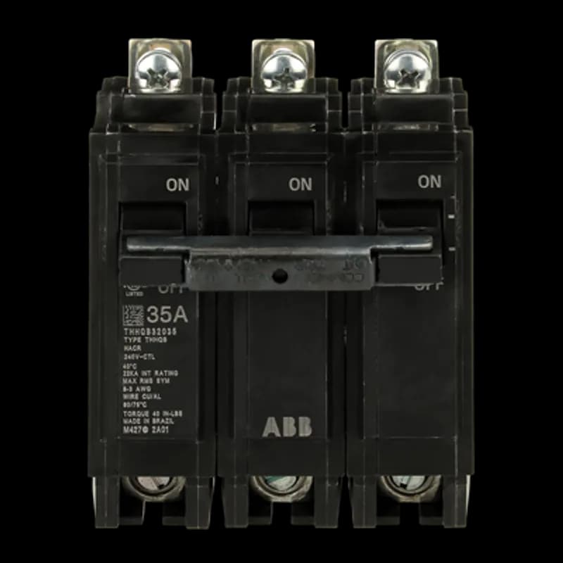 Q line circuit breakers are one-inch wide per pole, compact, thermal-magnetic devices designed for residential and commercial applications. The QB breakers are bolt-on versions of the Q Line used for bolting to the bus connections of load centers and lighting panels. All Q Line circuit breakers feature Quick-make / Quick-break mechanisms, common trip bars, and easy to spot trip indication to ensure safety and reliability. Q Line breakers are available in 1, 2, and 3 pole versions, can be ordered with auxiliary contact and shunt trip accessories, and can be ordered for use in HID applications. 2035 Amps 35 A