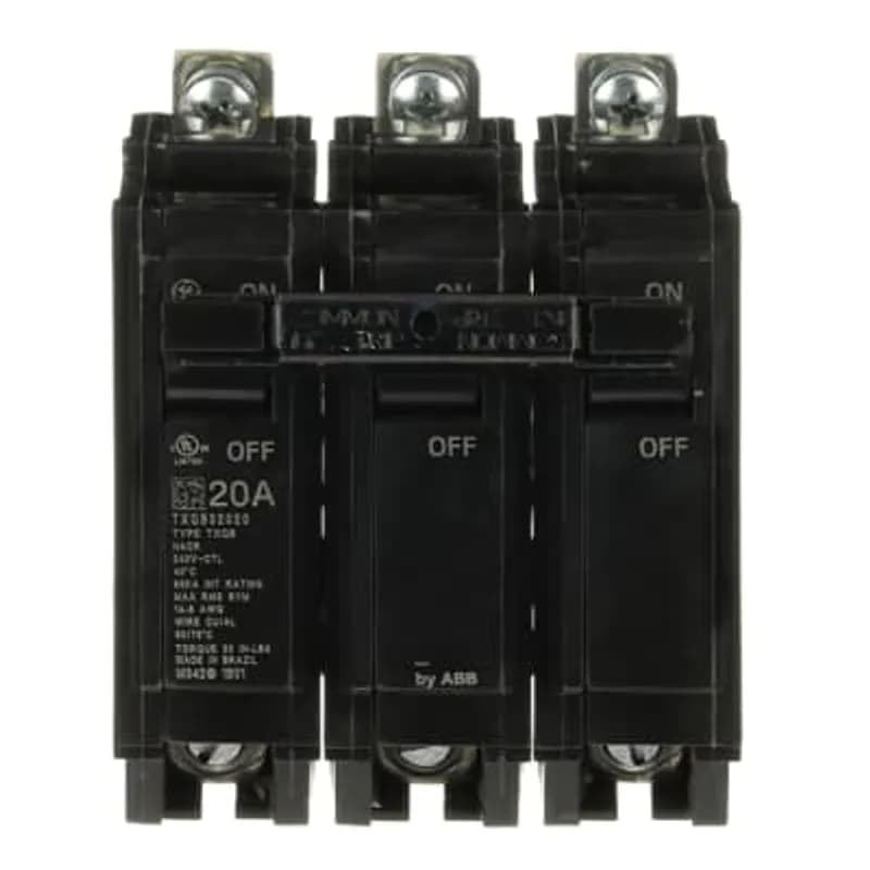 ABB - Electrification TXQB32020 - Q line circuit breakers are one-inch wide per pole, compact, thermal-magnetic devices designed for residential and commercial applications. The QB breakers are bolt-on versions of the Q Line used for bolting to the bus connections of load centers and lighting panels. All Q Line circuit breakers feature Quick-make / Quick-break mechanisms, common trip bars, and easy to spot trip indication to ensure safety and reliability. Q Line breakers are available in 1, 2, and 3 pole versions, can be ordered with auxiliary contact and shunt trip accessories, and can be ordered for use in HID applications. 2020 Amps 20 A