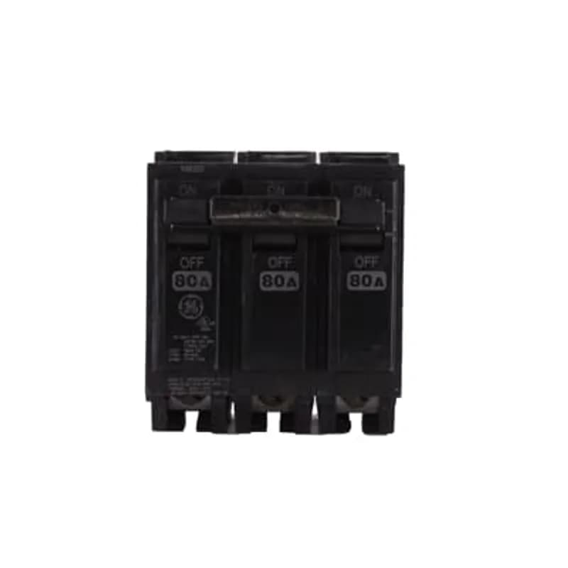 Q Line circuit breakers are one-inch wide per pole, compact, thermal-magnetic devices designed for residential and commercial applications in load centers or lighting panels. All Q Line circuit breakers feature Quick-make / Quick-break mechanisms, common trip bars, and easy to spot trip indication to ensure safety and reliability. Q Line breakers can be ordered with auxiliary contact and shunt trip accessories, and can be ordered for use in HID applications. The THQL32080 breaker features 3 poles, an ampere rating of 80 A, an interrupting rating of 10kAIC, and a voltage rating of 240V.