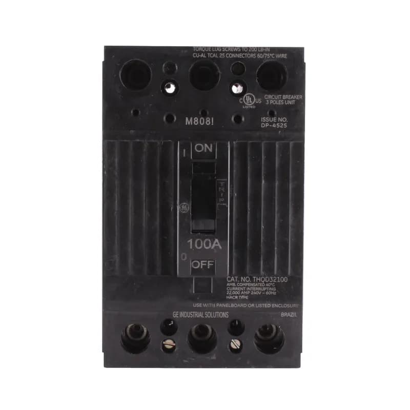 The TQD Line of devices include thermal magnetic molded case circuit breakers and molded case switches. The devices are complete with Cu/Al line and load lugs. 00WL Amps 100 A