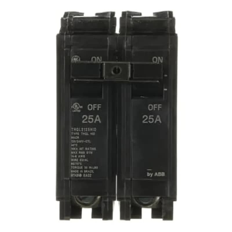 HID breakers have been designed to handle the current and voltage spikes that result when gaseous discharge lamps, including fluorescent and HID lamps, are switched on and off. The THQL2125HID breaker features 2 poles, an ampere rating of 25 A, an interrupting rating of 10kAIC, and a voltage rating of 120/240V.