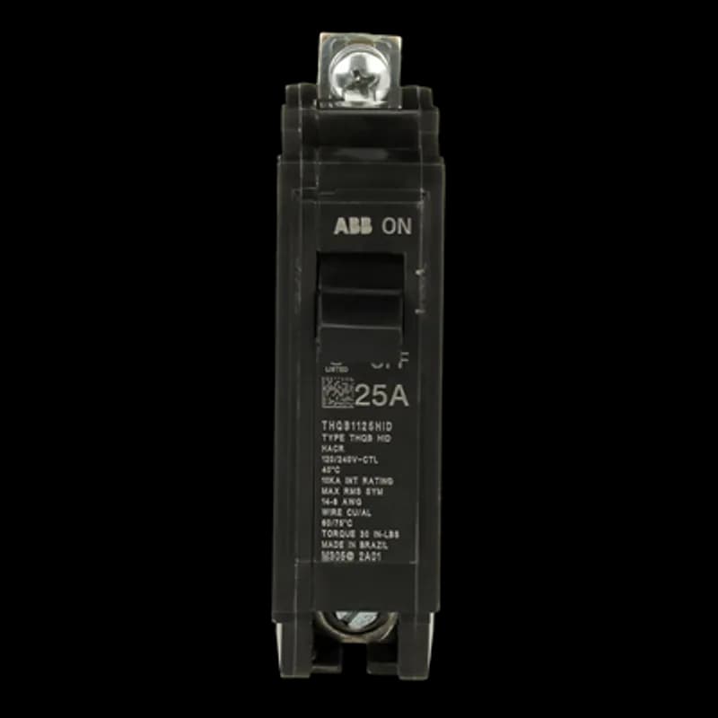 Q line circuit breakers are one-inch wide per pole, compact, thermal-magnetic devices designed for residential and commercial applications. The QB breakers are bolt-on versions of the Q Line used for bolting to the bus connections of load centers and lighting panels. All Q Line circuit breakers feature Quick-make / Quick-break mechanisms, common trip bars, and easy to spot trip indication to ensure safety and reliability. Q Line breakers are available in 1, 2, and 3 pole versions, can be ordered with auxiliary contact and shunt trip accessories, and can be ordered for use in HID applications. 5HID Amps 25 A