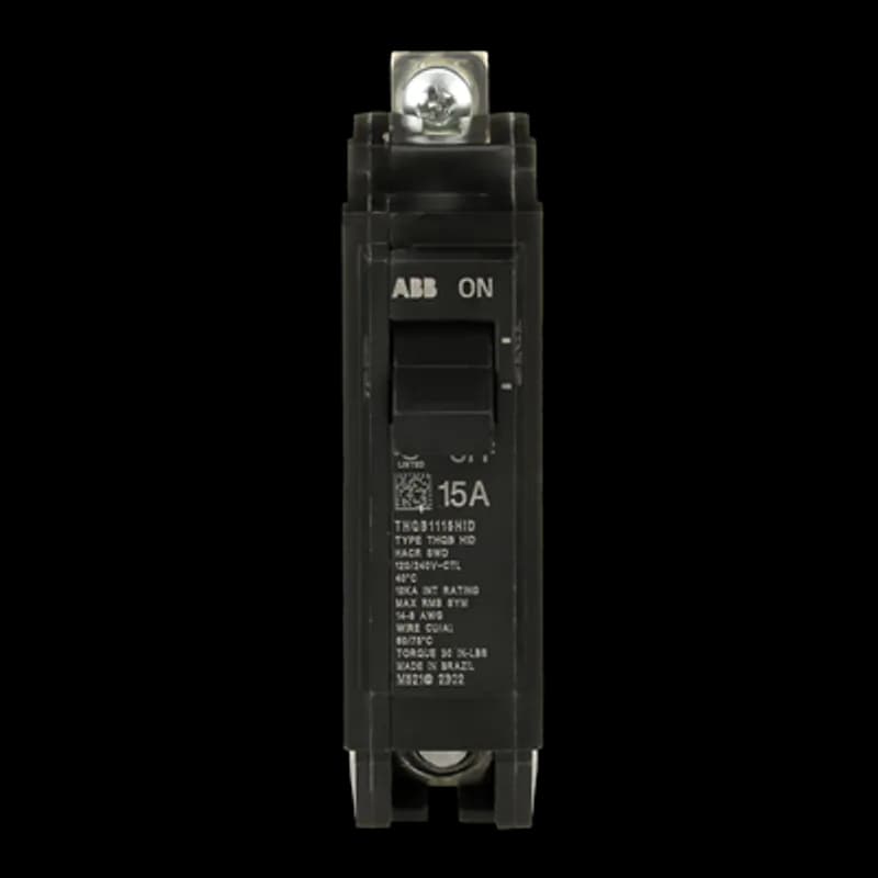 Q line circuit breakers are one-inch wide per pole, compact, thermal-magnetic devices designed for residential and commercial applications. The QB breakers are bolt-on versions of the Q Line used for bolting to the bus connections of load centers and lighting panels. All Q Line circuit breakers feature Quick-make / Quick-break mechanisms, common trip bars, and easy to spot trip indication to ensure safety and reliability. Q Line breakers are available in 1, 2, and 3 pole versions, can be ordered with auxiliary contact and shunt trip accessories, and can be ordered for use in HID applications. 5HID Amps 15 A