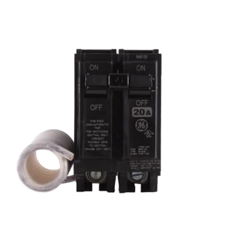 A Molded Case Switch Breaker Is used to protect the circuit from being overwhelmed with large amounts of current. This could result in the breaker short circuiting or overloading. The THQL21WY20 breaker features 2 poles, an ampere rating of 20 A, an interrupting rating of 10kAIC, and a voltage rating of 240 V.