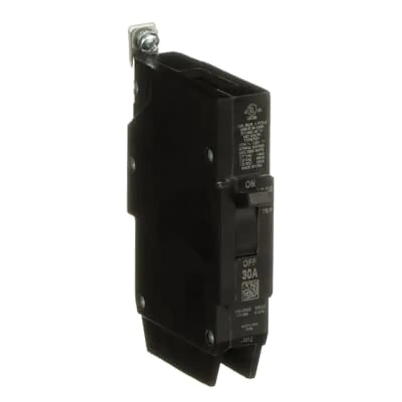 The TEY is a one-inch wide per pole, compact, "bolt-on" circuit breaker for use on grounded 480Y/277 Vac systems. The bolt-on mounting base accessory makes the TEY suitable for varied applications as a lug-lug breaker. All TEY circuit breakers feature Quick-make / Quick-break mechanisms, common trip bars, and easy to spot trip indication to ensure safety and reliability. TEY breakers are available in 1, 2, and 3 pole versions and can be ordered with auxiliary contact and shunt trip accessories. TEY 1 POLE 30 AMP