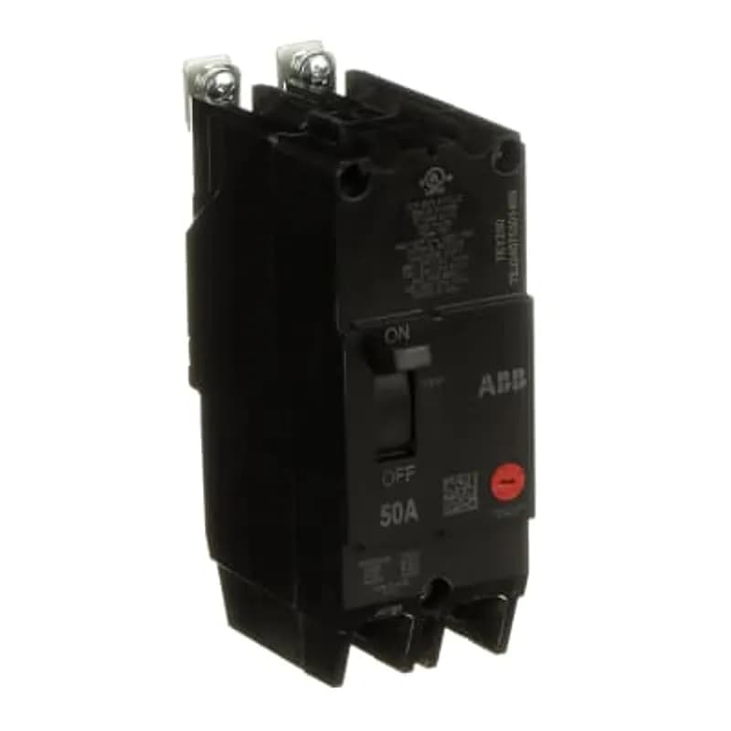 ABB - Electrification TEY250 - The TEY is a one-inch wide per pole, compact, "bolt-on" circuit breaker for use on grounded 480Y/277 Vac systems. The bolt-on mounting base accessory makes the TEY suitable for varied applications as a lug-lug breaker. All TEY circuit breakers feature Quick-make / Quick-break mechanisms, common trip bars, and easy to spot trip indication to ensure safety and reliability. TEY breakers are available in 1, 2, and 3 pole versions and can be ordered with auxiliary contact and shunt trip accessories. CIRCUIT BREAKER TWO POLE