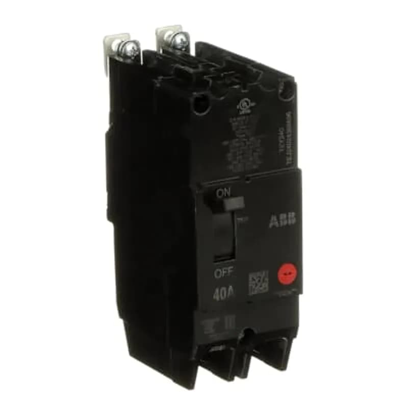 ABB - Electrification TEY240 - The TEY is a one-inch wide per pole, compact, "bolt-on" circuit breaker for use on grounded 480Y/277 Vac systems. The bolt-on mounting base accessory makes the TEY suitable for varied applications as a lug-lug breaker. All TEY circuit breakers feature Quick-make / Quick-break mechanisms, common trip bars, and easy to spot trip indication to ensure safety and reliability. TEY breakers are available in 1, 2, and 3 pole versions and can be ordered with auxiliary contact and shunt trip accessories. CIRCUIT BREAKER TWO POLE