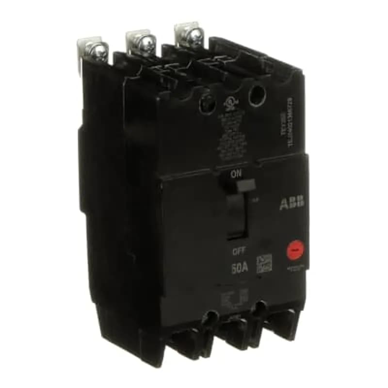 The TEY is a one-inch wide per pole, compact, "bolt-on" circuit breaker for use on grounded 480Y/277 Vac systems. The bolt-on mounting base accessory makes the TEY suitable for varied applications as a lug-lug breaker. All TEY circuit breakers feature Quick-make / Quick-break mechanisms, common trip bars, and easy to spot trip indication to ensure safety and reliability. TEY breakers are available in 1, 2, and 3 pole versions and can be ordered with auxiliary contact and shunt trip accessories. CIRCUIT BREAKER THREE POLE