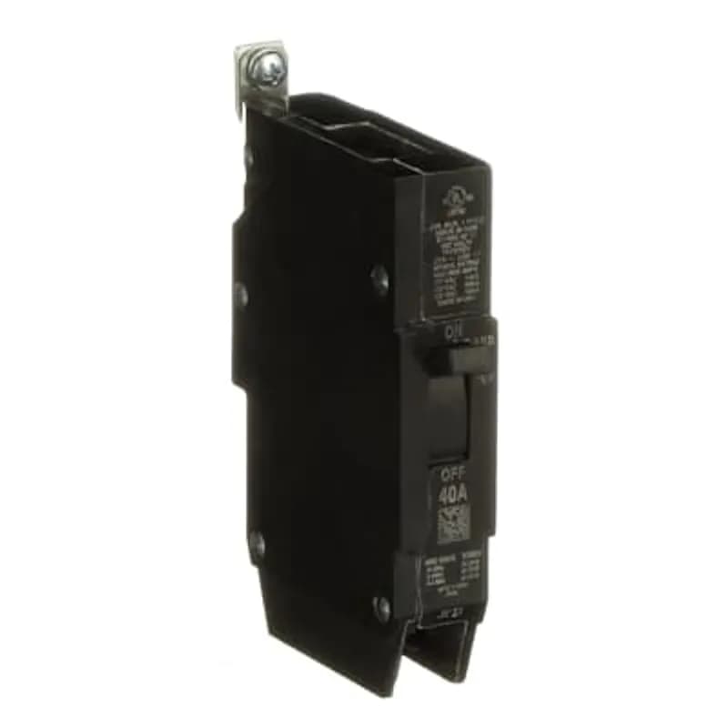 ABB - Electrification TEY140 - The TEY is a one-inch wide per pole, compact, "bolt-on" circuit breaker for use on grounded 480Y/277 Vac systems. The bolt-on mounting base accessory makes the TEY suitable for varied applications as a lug-lug breaker. All TEY circuit breakers feature Quick-make / Quick-break mechanisms, common trip bars, and easy to spot trip indication to ensure safety and reliability. TEY breakers are available in 1, 2, and 3 pole versions and can be ordered with auxiliary contact and shunt trip accessories. TEY 1 POLE 40 AMP