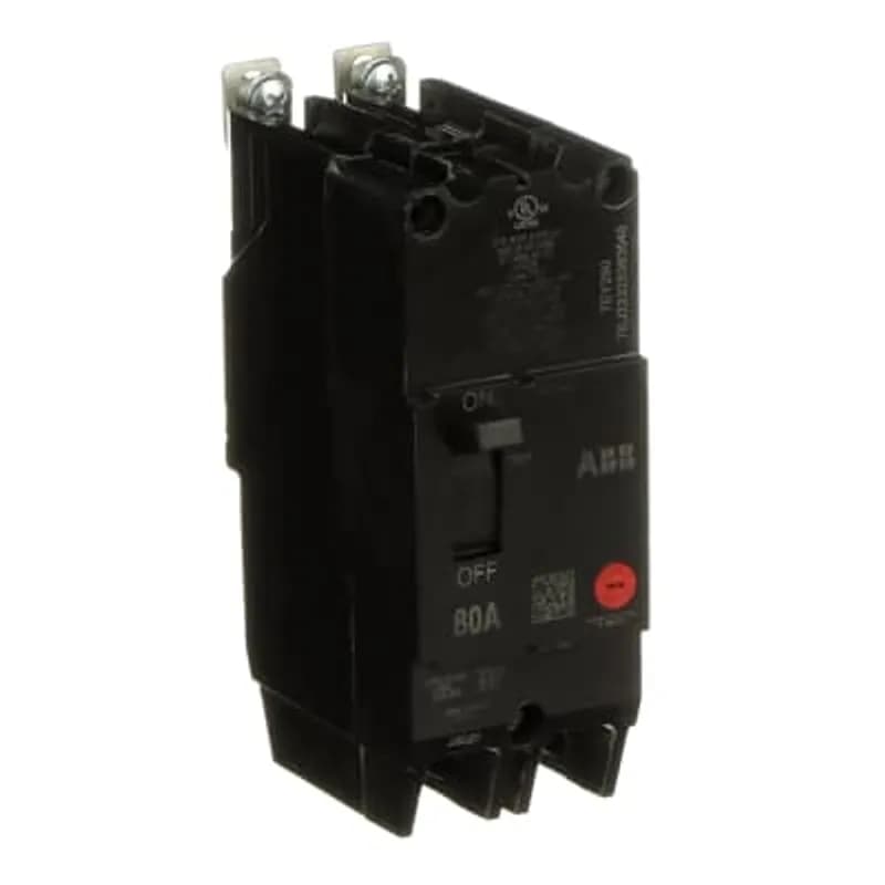 ABB - Electrification TEY280 - The TEY is a one-inch wide per pole, compact, "bolt-on" circuit breaker for use on grounded 480Y/277 Vac systems. The bolt-on mounting base accessory makes the TEY suitable for varied applications as a lug-lug breaker. All TEY circuit breakers feature Quick-make / Quick-break mechanisms, common trip bars, and easy to spot trip indication to ensure safety and reliability. TEY breakers are available in 1, 2, and 3 pole versions and can be ordered with auxiliary contact and shunt trip accessories. TEY 2 POLE 80 AMP