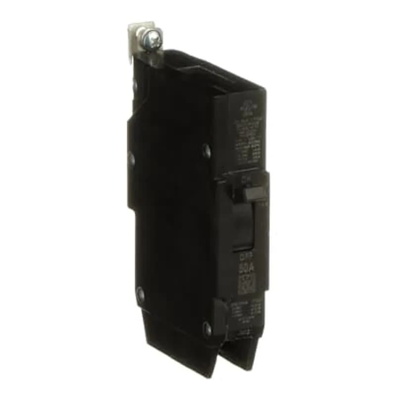 The TEY is a one-inch wide per pole, compact, "bolt-on" circuit breaker for use on grounded 480Y/277 Vac systems. The bolt-on mounting base accessory makes the TEY suitable for varied applications as a lug-lug breaker. All TEY circuit breakers feature Quick-make / Quick-break mechanisms, common trip bars, and easy to spot trip indication to ensure safety and reliability. TEY breakers are available in 1, 2, and 3 pole versions and can be ordered with auxiliary contact and shunt trip accessories. TEY 1 POLE 50 AMP