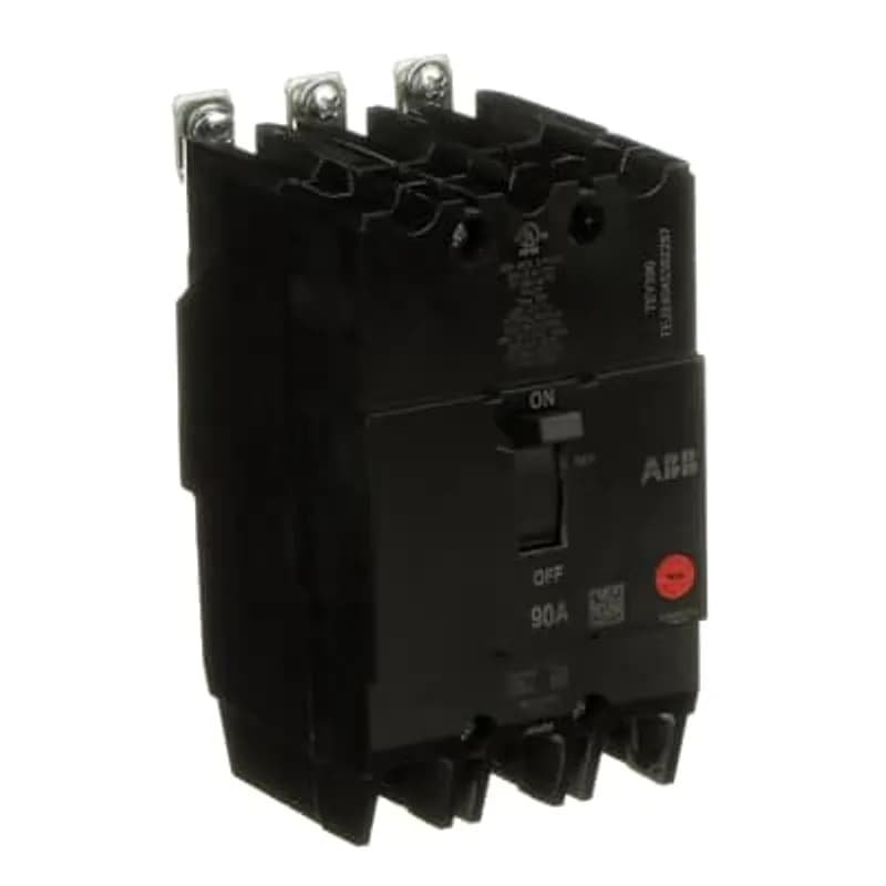 The TEY is a one-inch wide per pole, compact, "bolt-on" circuit breaker for use on grounded 480Y/277 Vac systems. The bolt-on mounting base accessory makes the TEY suitable for varied applications as a lug-lug breaker. All TEY circuit breakers feature Quick-make / Quick-break mechanisms, common trip bars, and easy to spot trip indication to ensure safety and reliability. TEY breakers are available in 1, 2, and 3 pole versions and can be ordered with auxiliary contact and shunt trip accessories. CIRCUIT BREAKER THREE POLE