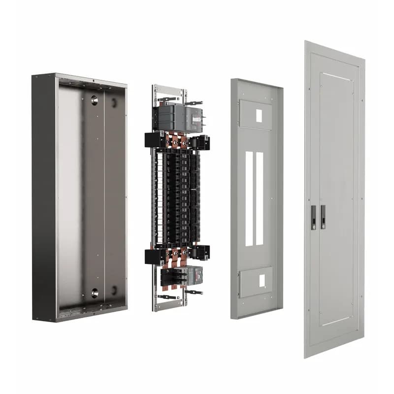 ReliaGear Pro-Stock panelboards offer a symmetrical design for top or bottom feed with main breaker or main lugs. With a reversible interior, there is no need to specify top or bottom feed. Modular kits are available from inventory for immediate availability to your customers in over 1,500 panel designs. Main bus ratings of 250 A and 400 A main breaker; 225 A, 400 A and 600A main lug available.