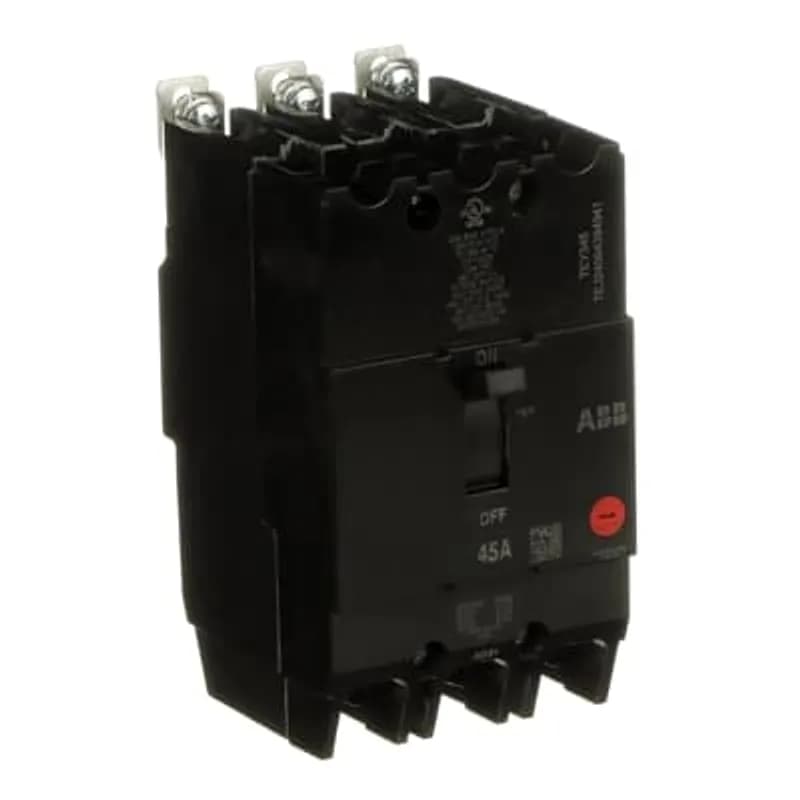 ABB - Electrification TEY345 - UL listed HACR (Heating, Air Conditioning, Refrigeration). UL listed for HID (high intensity discharge). Thermal Magnetic Trip. Type TEY/TEYF. Noninterchangeable Trip. Bolt-on. CIRCUIT BREAKER TEY 3P 45A