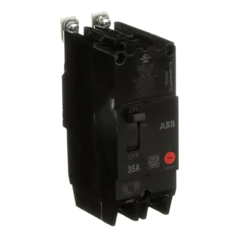 ABB - Electrification TEY235 - The TEY is a one-inch wide per pole, compact, "bolt-on" circuit breaker for use on grounded 480Y/277 Vac systems. The bolt-on mounting base accessory makes the TEY suitable for varied applications as a lug-lug breaker. All TEY circuit breakers feature Quick-make / Quick-break mechanisms, common trip bars, and easy to spot trip indication to ensure safety and reliability. TEY breakers are available in 1, 2, and 3 pole versions and can be ordered with auxiliary contact and shunt trip accessories. MCCB 2P 35A BOLT-ON