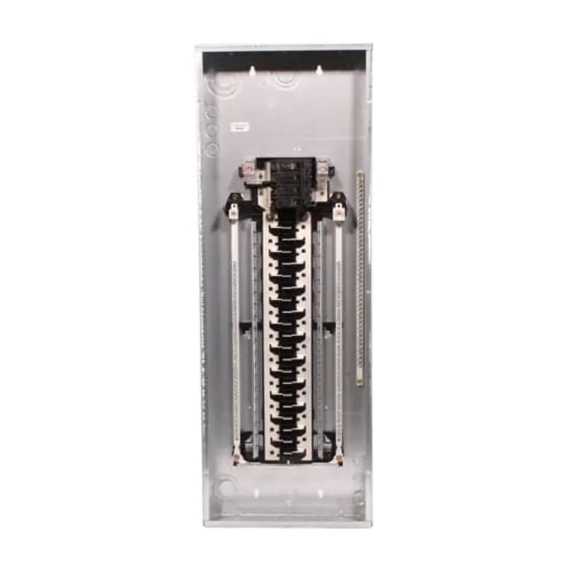 Load center. Auburn parts. Load center and enclosure -consumer. 200A 40 circuit 1p3w 120/240v ground fault.