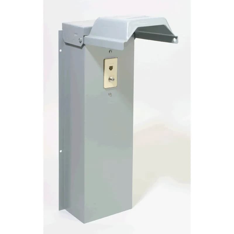 ABB - Electrification GETTV100 - Add on Telephone and TV Accessory bolts at ground level to the back of a pad mount post, earth-burial post, or a wall. The open back and open bottom make for easy wiring. Factory or field-installed TV/Tel receptacle may be field replaced with data (Cat5) or other similar feature receptacle. Include in-use cover. Includes RJ-11 Phone Jack with height of 12 inches. GETTV100 will mount on pad or direct-burial post